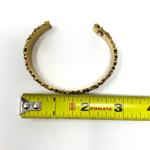 GUCCI Lion Head Mane Aged Gold Crystal Bracelet L - Picture 8 of 10